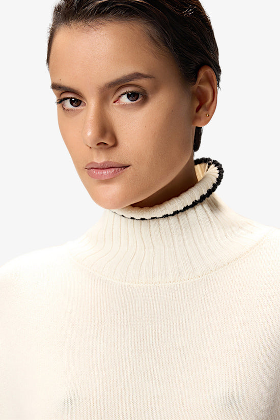  Dolcevita Maglione Con Profili In Misto Cashmere-pinko-Bianco-Donna-105446 a2q9 z13-3  