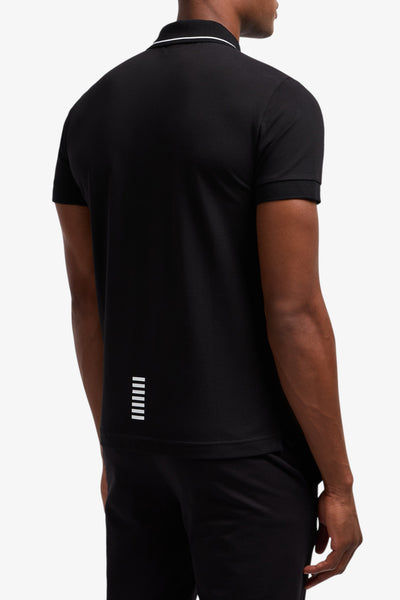 emporio armani ea7 Polo Maniche Corte Core Identity In Piquet Stretch Nero Uomo, foto 3