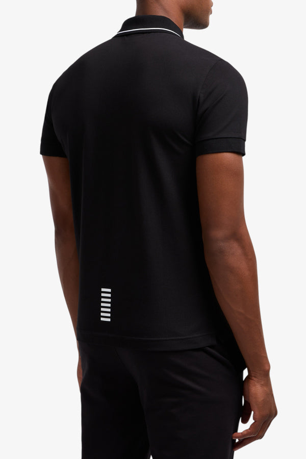 emporio armani ea7 Polo Maniche Corte Core Identity In Piquet Stretch Nero Uomo, foto 3