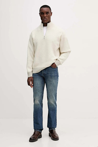 boss Maglione 1/2 Zip In Misto Lana Yak Bianco Uomo, foto 3