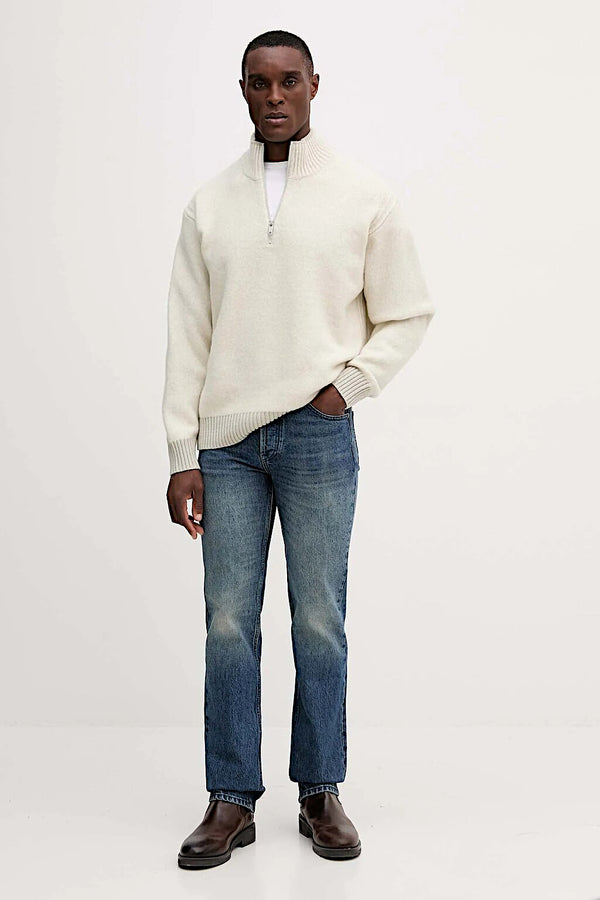 boss Maglione 1/2 Zip In Misto Lana Yak Bianco Uomo, foto 3