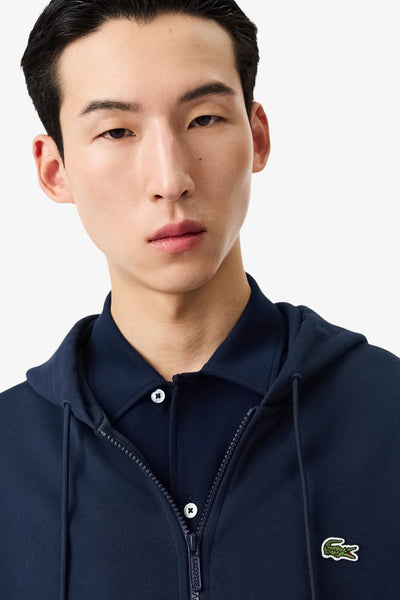 lacoste Felpa Full Zip Con Cappuccio Logo Piccolo Ricamato Blu Uomo, foto 3