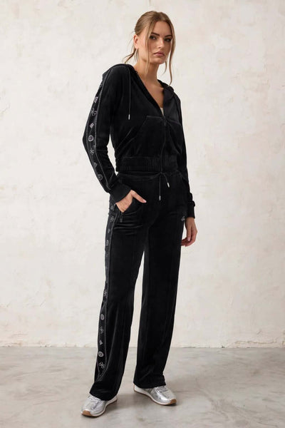 guess Pantaloni In Velluto Con Dettagli Strass Amalia Nero Donna, foto 3