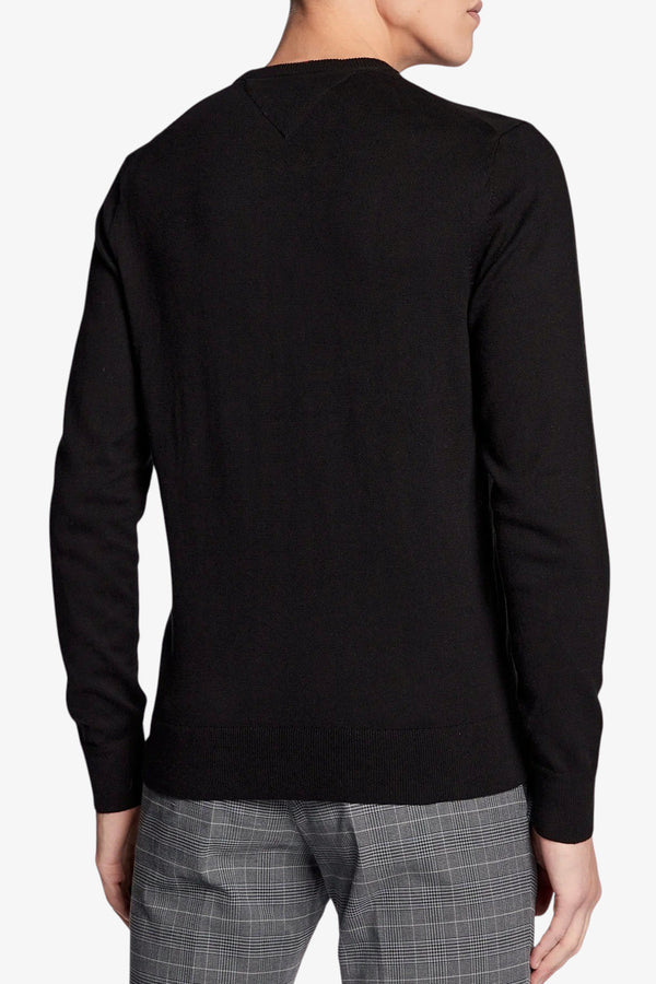 tommy hilfiger Maglione Girocollo In Misto Cashmere Con Logo Bandierina Ricamato Nero Uomo, foto 3