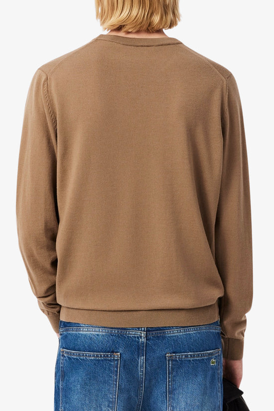  Maglione Girocollo In Lana Merino Logo Tono Su Tono-lacoste-Marrone-Uomo-Ah1969 00 dpc-3  