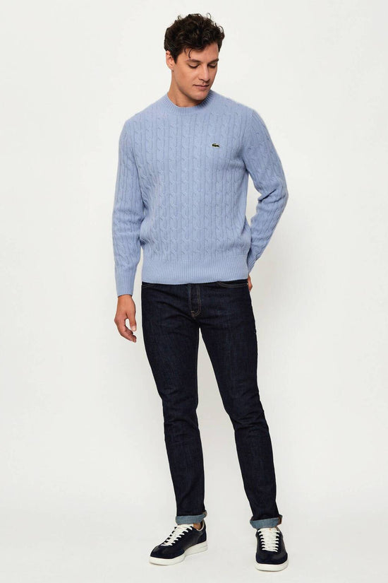  Maglione Girocollo A Trecce In Lana Cardata-lacoste-Blu-Uomo-Ah2924 00 hbp-3  