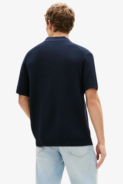 tommy hilfiger Polo Maniche Corte In Maglia Con Logo Bandierina Ricamato Blu Uomo, foto 3