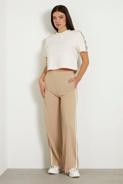 guess T-Shirt Corta Bande Logo Britney Bianco Donna, foto 3