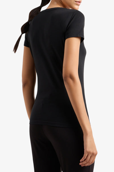 emporio armani ea7 T-Shirt Maniche Corte Evolution Stretch Nero Donna, foto 3