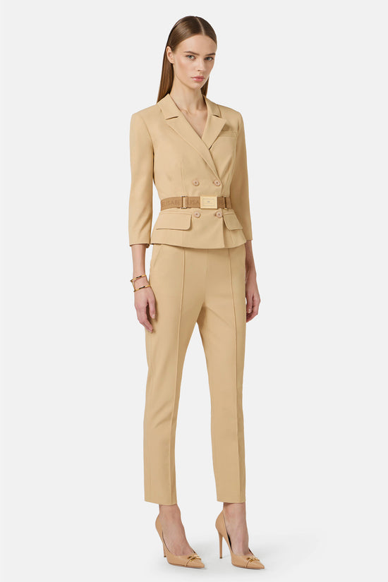  Giacca In Tessuto Tecnico Bielastico Con Cintura-elisabetta franchi-Beige-Special_-Gi22461e2 470-3  