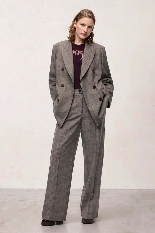 pinko Giacca Doppiopetto A Quadri New Guinea Beige Donna, foto 3
