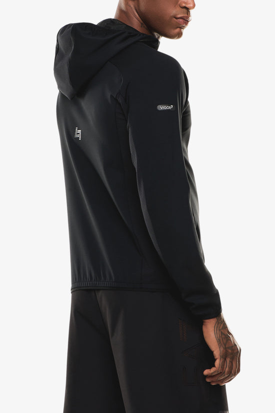  Felpa Full Zip Con Cappuccio Dynamic Athlete In Tessuto Tecnico VIGOR7-emporio armani ea7-Nero-Uomo-7m000591 af13534 uc001-3  