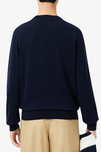 lacoste Maglione Girocollo Logo Piccolo Ricamato Blu Uomo, foto 3