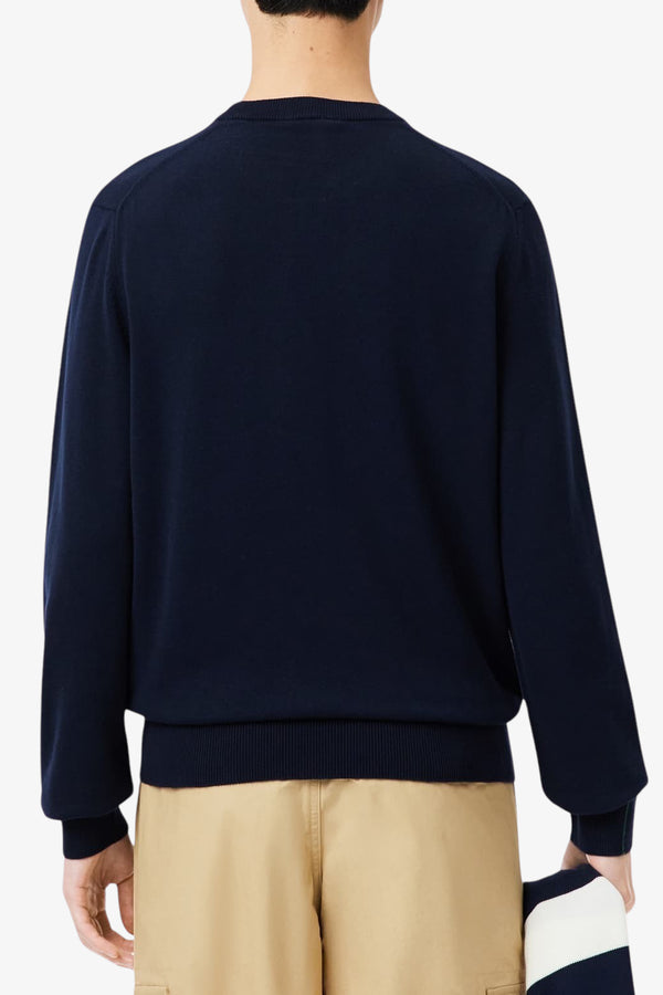lacoste Maglione Girocollo Logo Piccolo Ricamato Blu Uomo, foto 3