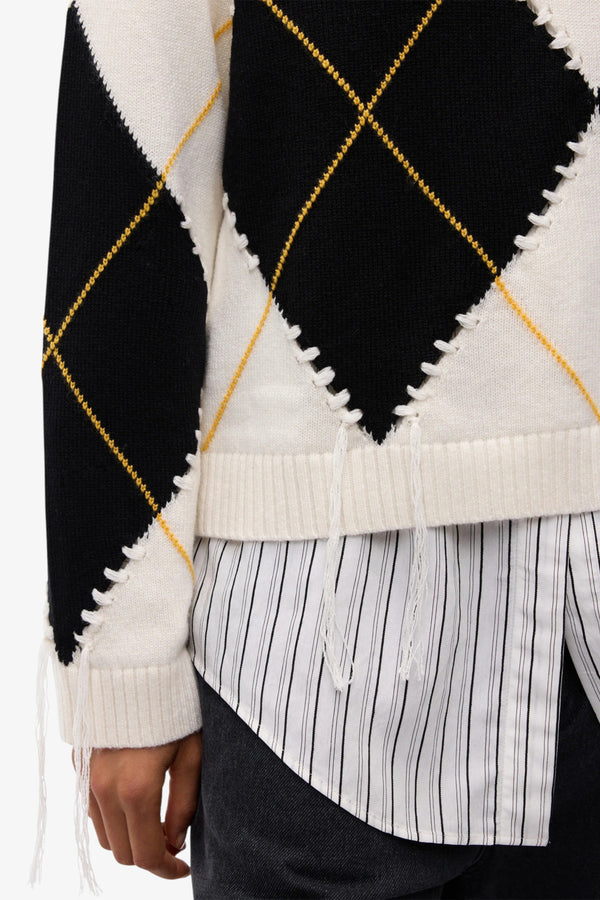 pinko Maglione Girocollo In Lana E Cashmere Con Maxi Rombi Berna Multicolore Donna, foto 3