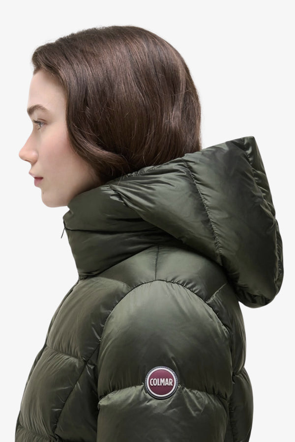 colmar Piumino Lungo Full Zip Con Cappuccio Verde Donna, foto 3