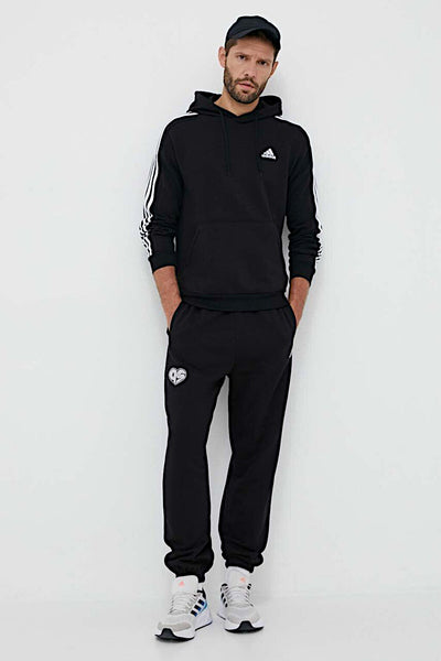 adidas performance Felpa Con Cappuccio Essentials 3-Stripes Nero Uomo, foto 3