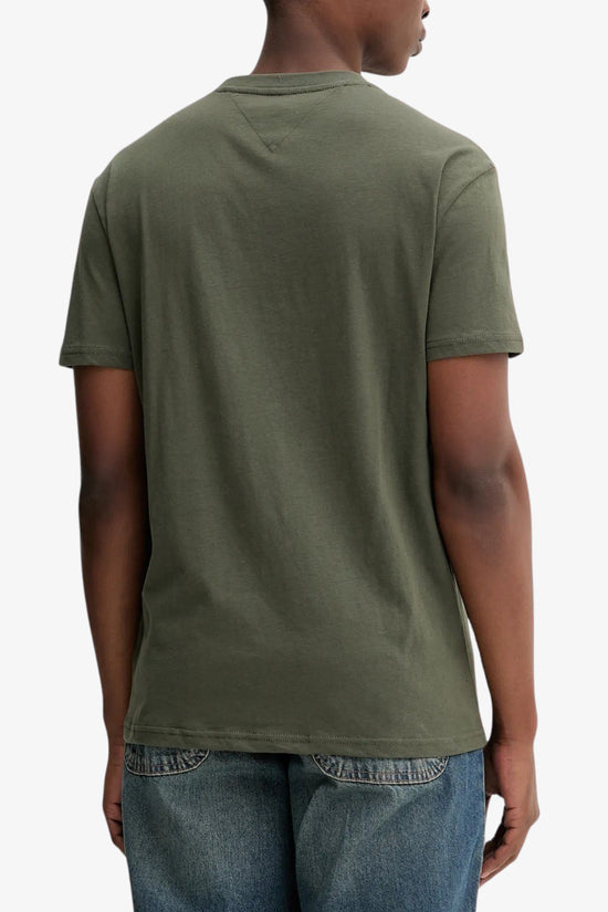  T-Shirt Maniche Corte Logo Lineare Ricamato-tommy jeans-Verde-Uomo-Dm0dm20744 0h8-3  