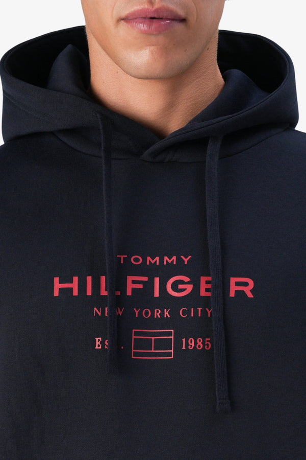 tommy hilfiger Felpa Con Cappuccio Oval Graphic Blu Uomo, foto 3
