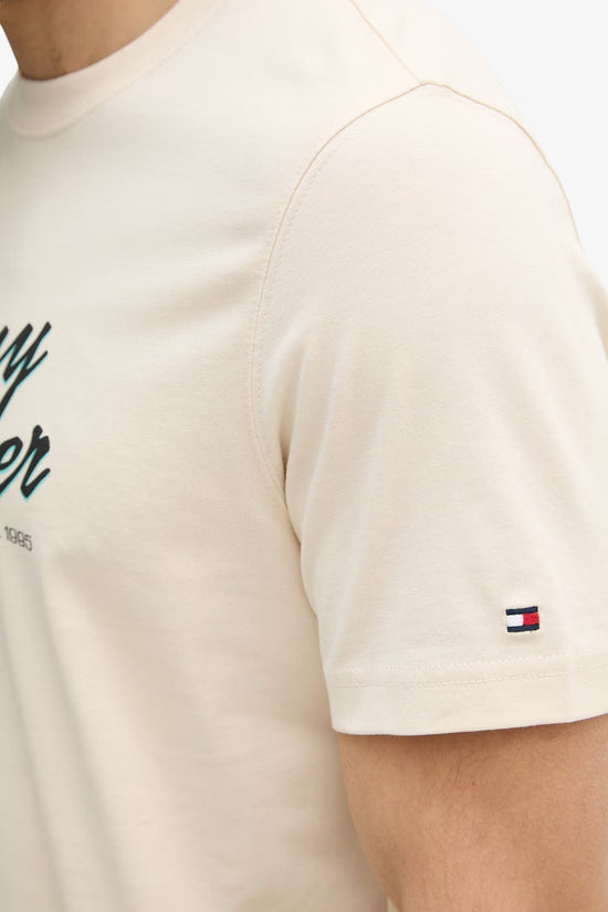 T-Shirt Maniche Corte Logo Script-tommy hilfiger-Beige-Special_-Mw0mw42385 acj-3  