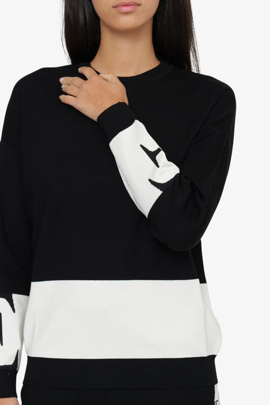  Maglione Girocollo Logo EF-elisabetta franchi-Nero-Donna-Mk01s56e2 ef3-3  