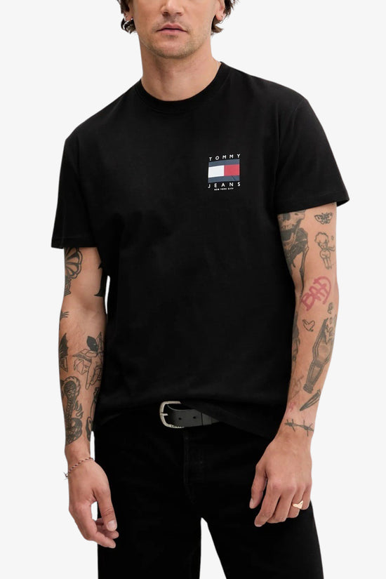  T-Shirt Maniche Corte Big Logo Bandiera Sul Retro-tommy jeans-Nero-Uomo-Dm0dm21910 bds-3  