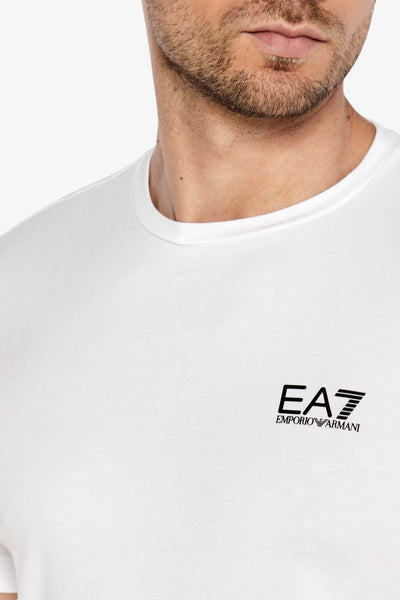 emporio armani ea7 T-Shirt Maniche Corte Elasticizzata In Cotone Pima Core Identity Bianco Uomo, foto 3