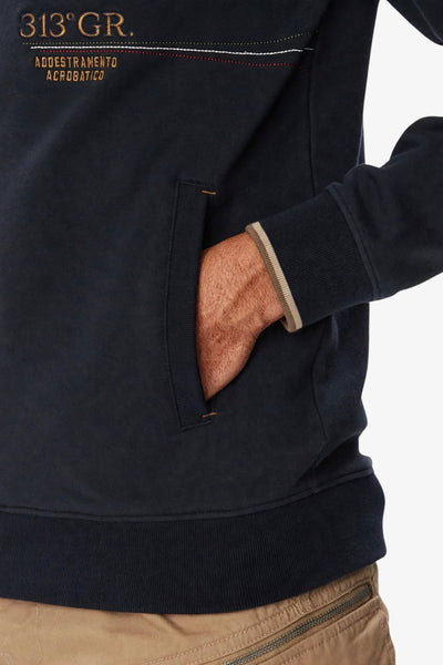 aeronautica militare Felpa Full Zip Con Cappuccio 313 Gruppo Blu Uomo, foto 3