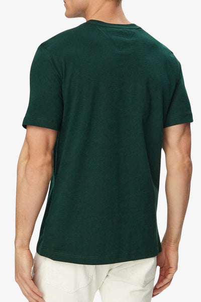 tommy hilfiger T-Shirt Maniche Corte Logo Bandierina Ricamato Verde Uomo, foto 3