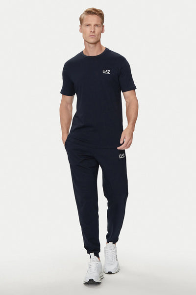emporio armani ea7 T-Shirt Maniche Corte Elasticizzata In Cotone Pima Core Identity Blu Uomo, foto 3