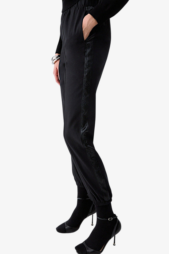  Pantaloni Con Bande Logo Strass E Raso-liu jo-Nero-Special_-Tf6267 t700a 22222-3  