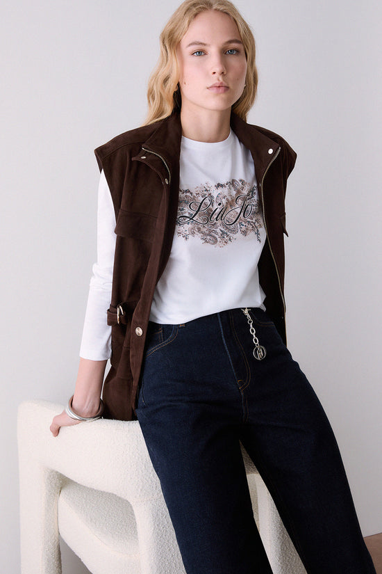  T-Shirt Maniche Lunghe Con Stampa E Strass-liu jo-Bianco-Special_-Wf6448 js923 l.9471-3  