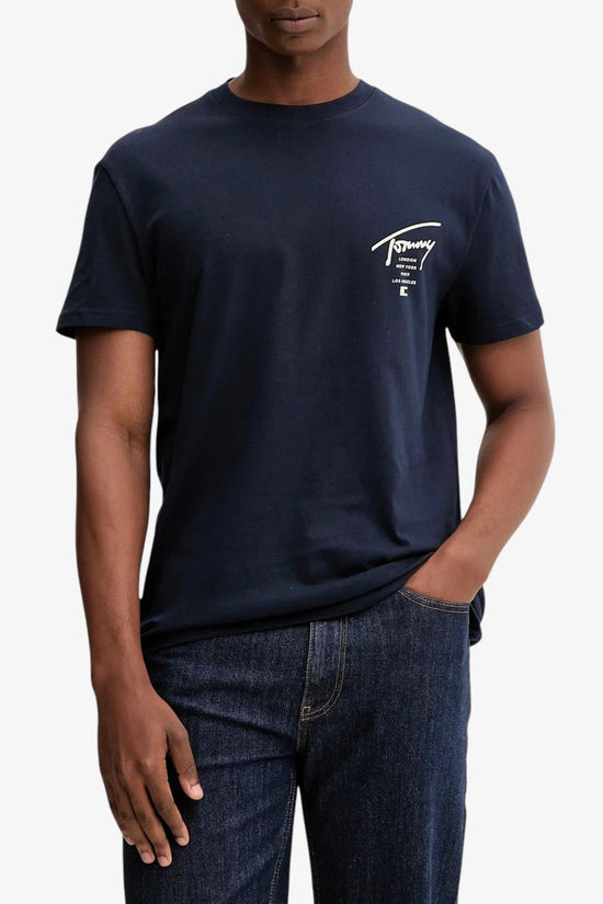  T-Shirt Maniche Corte Stampa Logo Firma-tommy jeans-Blu-Uomo-Dm0dm22120 c1g-3  