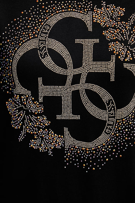  T-Shirt Maniche Corte Logo Strass E Borchiette Corinne-guess-Nero-Special_-E6gi01k68d2 jblk-3  