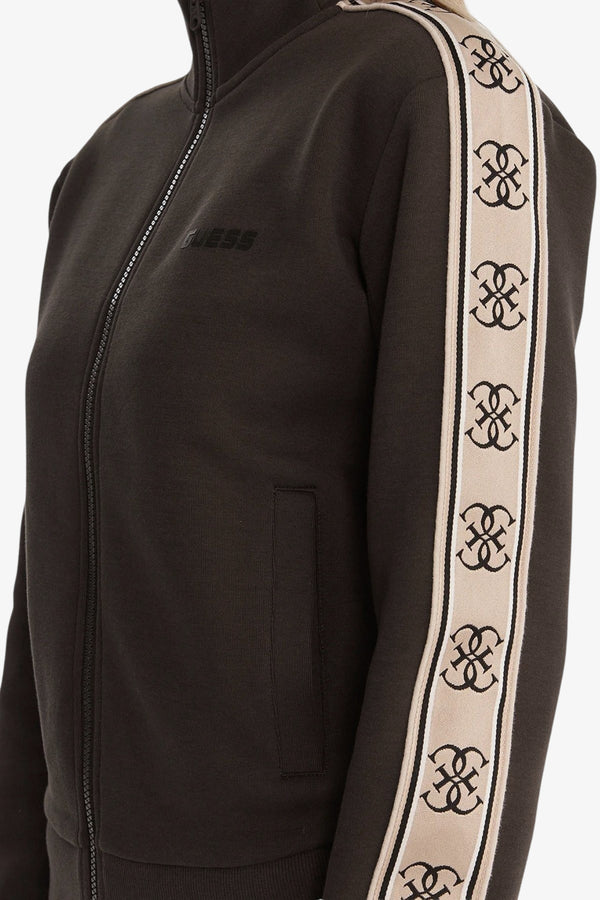 guess Felpa Full Zip Bande Logo Britney Marrone Donna, foto 3