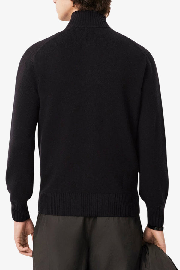 lacoste Cardigan Full Zip In Lana Cardata Nero Uomo, foto 3