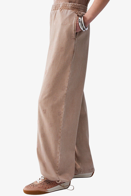  Pantaloni In Jersey Délavé Con Strass-liu jo-Beige-Special_-Ta6102 js008 l9030-3  