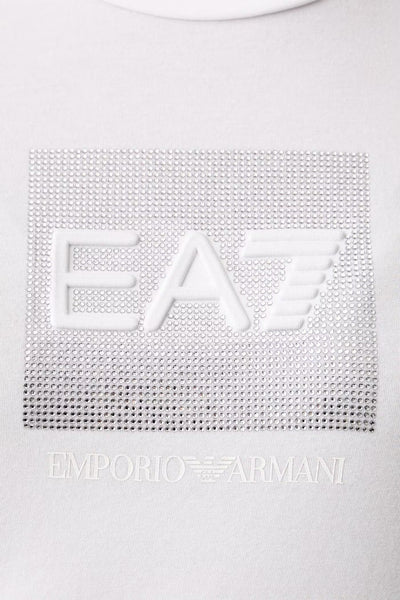 emporio armani ea7 T-Shirt Maniche Corte Logo Series Con Strass Bianco Donna, foto 3