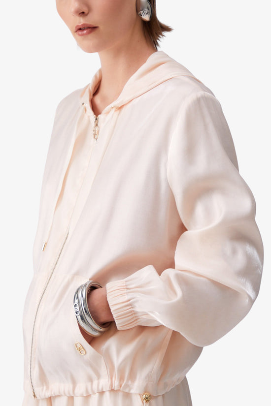  Giacca Full Zip Con Cappuccio Laminata-liu jo-Beige-Special_-Ta6004 t322a a4378-3  