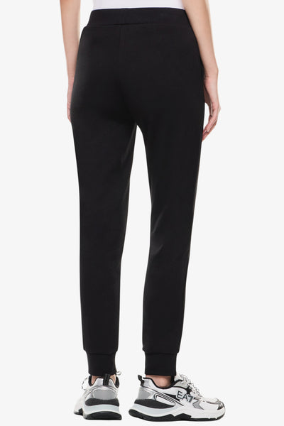 emporio armani ea7 Pantaloni Logo Series Tono Su Tono Con Strass Nero Donna, foto 3