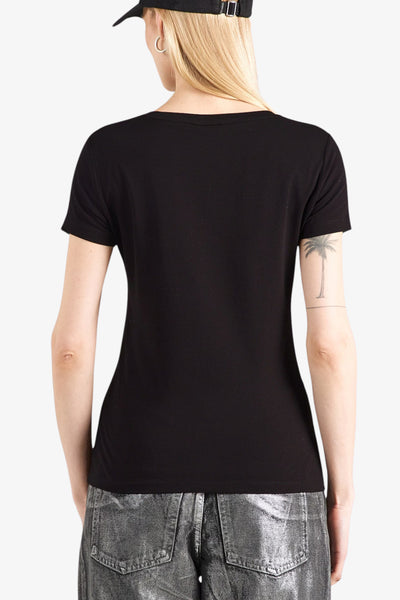 emporio armani ea7 T-Shirt Maniche Corte Multi Logo Series Nero Donna, foto 3