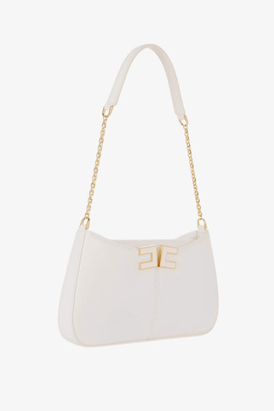 elisabetta franchi Borsa A Spalla Con Dettaglio Logo Bianco Donna, foto 3