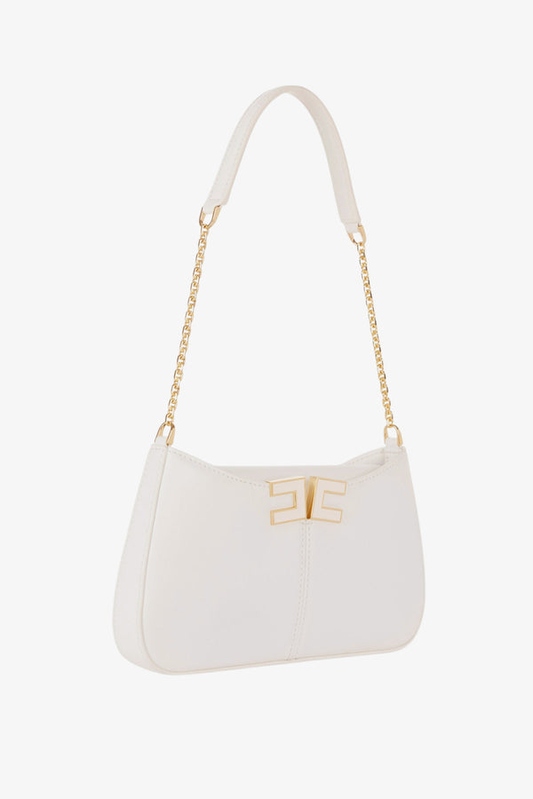 elisabetta franchi Borsa A Spalla Con Dettaglio Logo Bianco Donna, foto 3