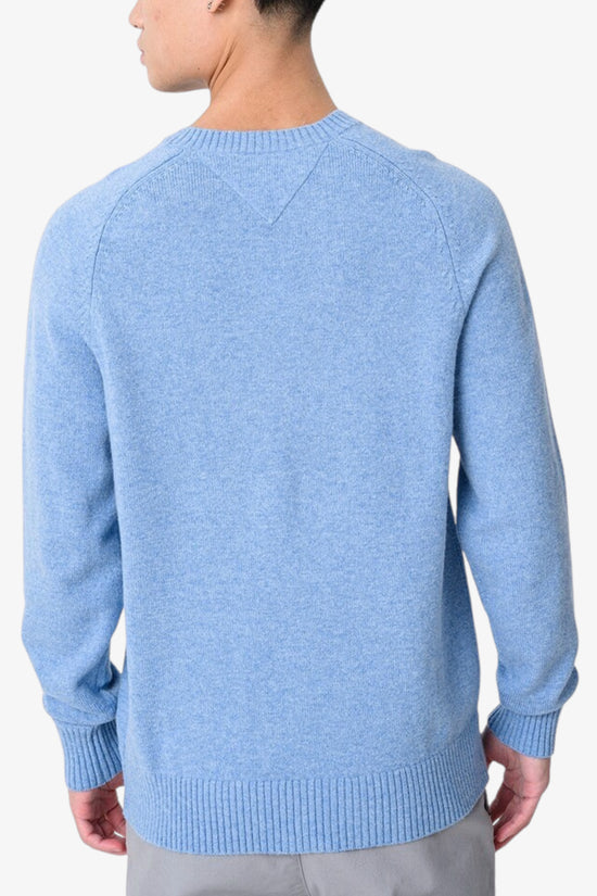  Maglione Girocollo In Lana Con Logo Bandierina Ricamato-tommy hilfiger-Blu-Uomo-Mw0mw36535 dvb-3  