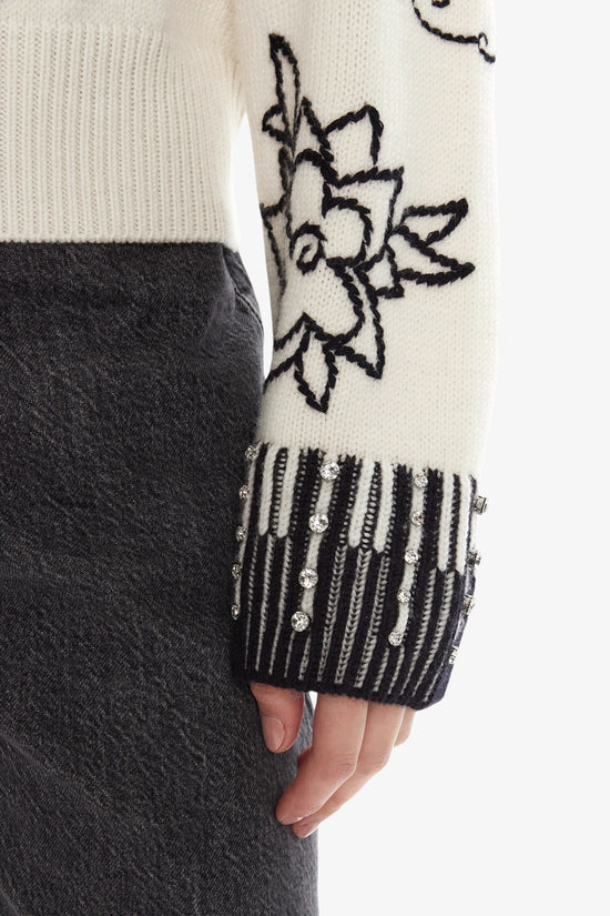  Maglione Girocollo Con Ricami E Pietre-pinko-Bianco-Donna-105427 a2pk ze1-3  