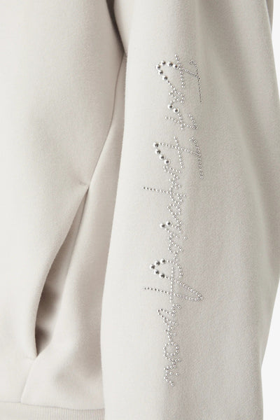 emporio armani ea7 Felpa Full Zip Logo Series Con Borchie Grigio Donna, foto 3