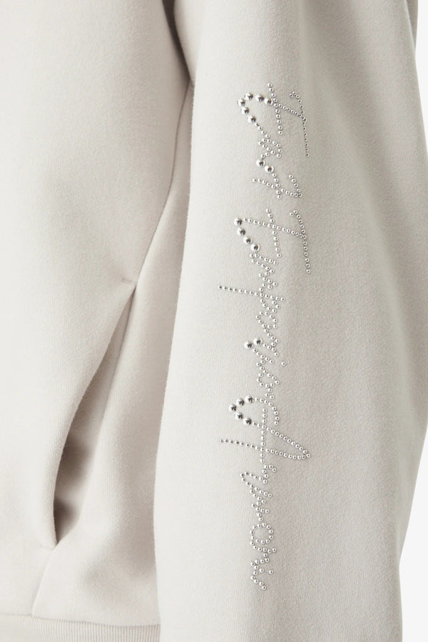 emporio armani ea7 Felpa Full Zip Logo Series Con Borchie Grigio Donna, foto 3