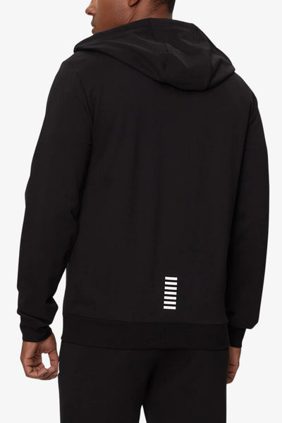 emporio armani ea7 Felpa Full Zip Con Cappuccio Core Identity Nero Uomo, foto 3