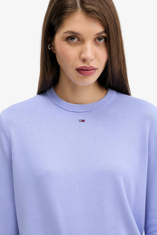  Maglione Girocollo Essential Logo Bandierina Ricamato-tommy jeans-Viola-Donna-Dw0dw20159 c5z-3  