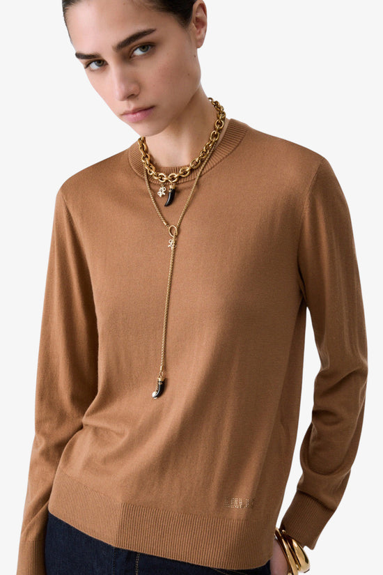  Maglione Girocollo Leggero Collo Camicia Staccabile-liu jo-Marrone-Special_-Wf6452 ma16r l9440-3  
